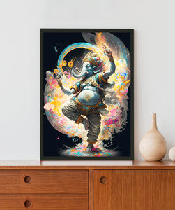 Dancing Ganeha Acrylic LED Light Wall Art