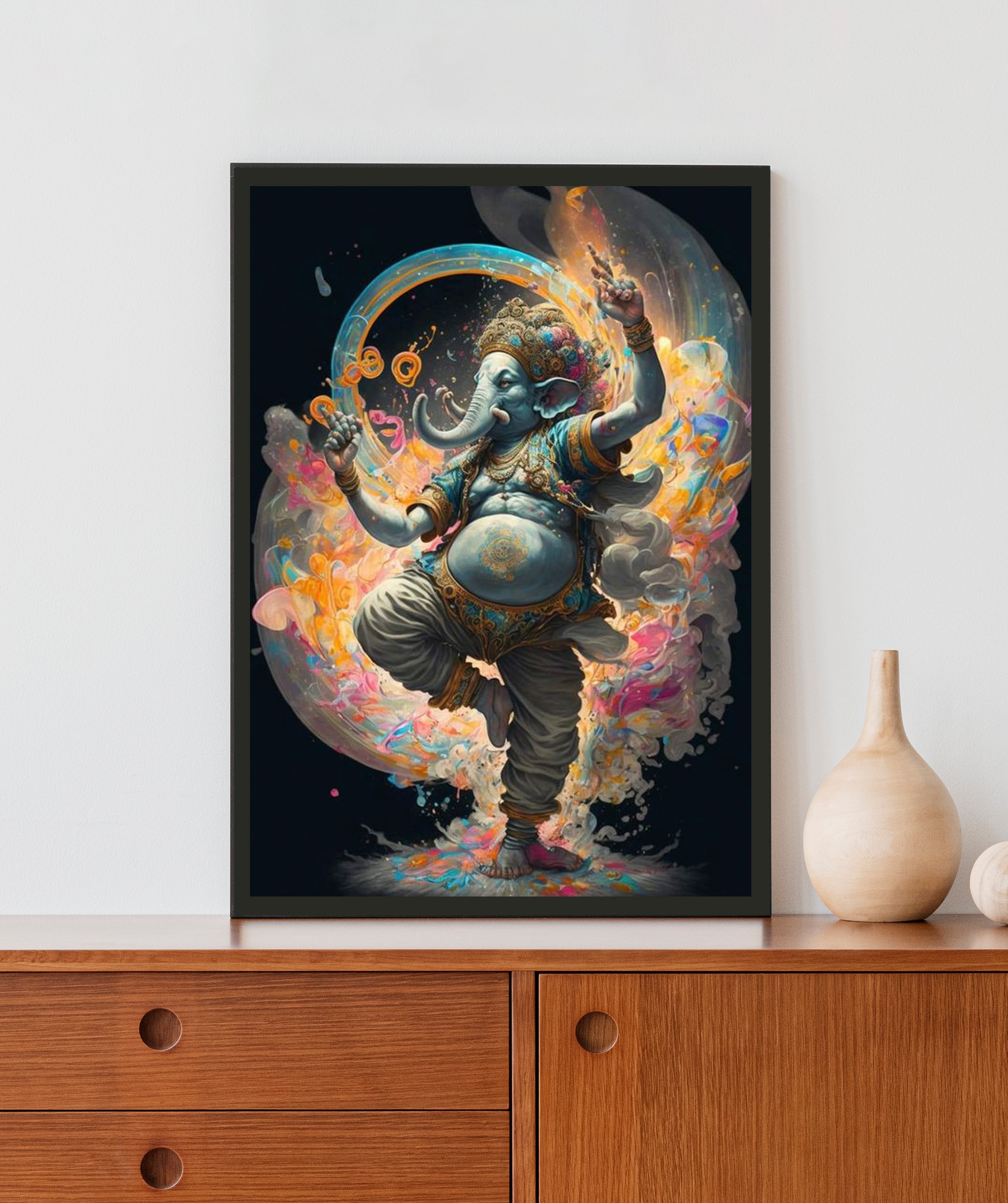 Dancing Ganeha Acrylic LED Light Wall Art