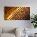 Golden Line Wood Mosaic Wall Decor