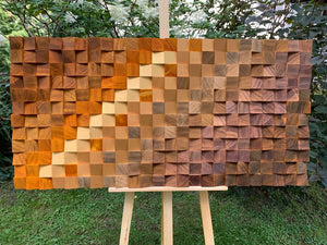Golden Line Wood Mosaic Wall Decor