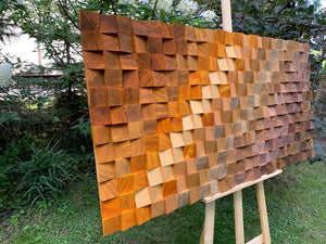 Golden Line Wood Mosaic Wall Decor