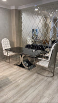 Stainless Steel Chrome Finish Design Black Marble Dining Table