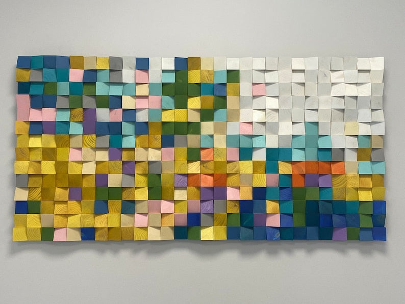 Wood Block 3D Mosaic Wall Decor
