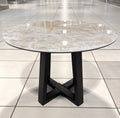 Coffee Table with Round Marble Top and Metal Base