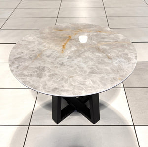 Coffee Table with Round Marble Top and Metal Base