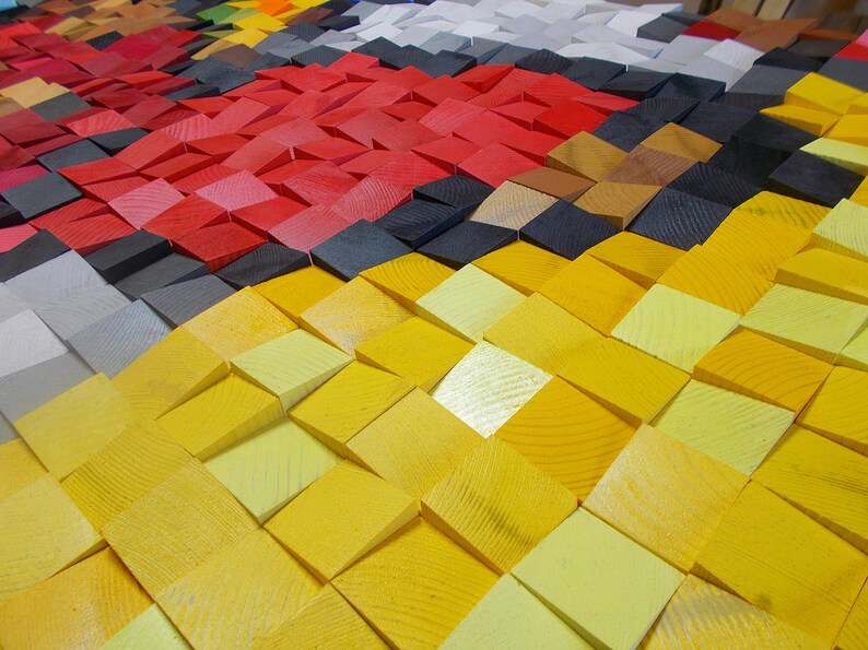 Colorful Heart Wood Mosaic Wall Decor