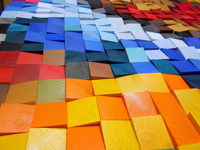 Colorful Heart Wood Mosaic Wall Decor