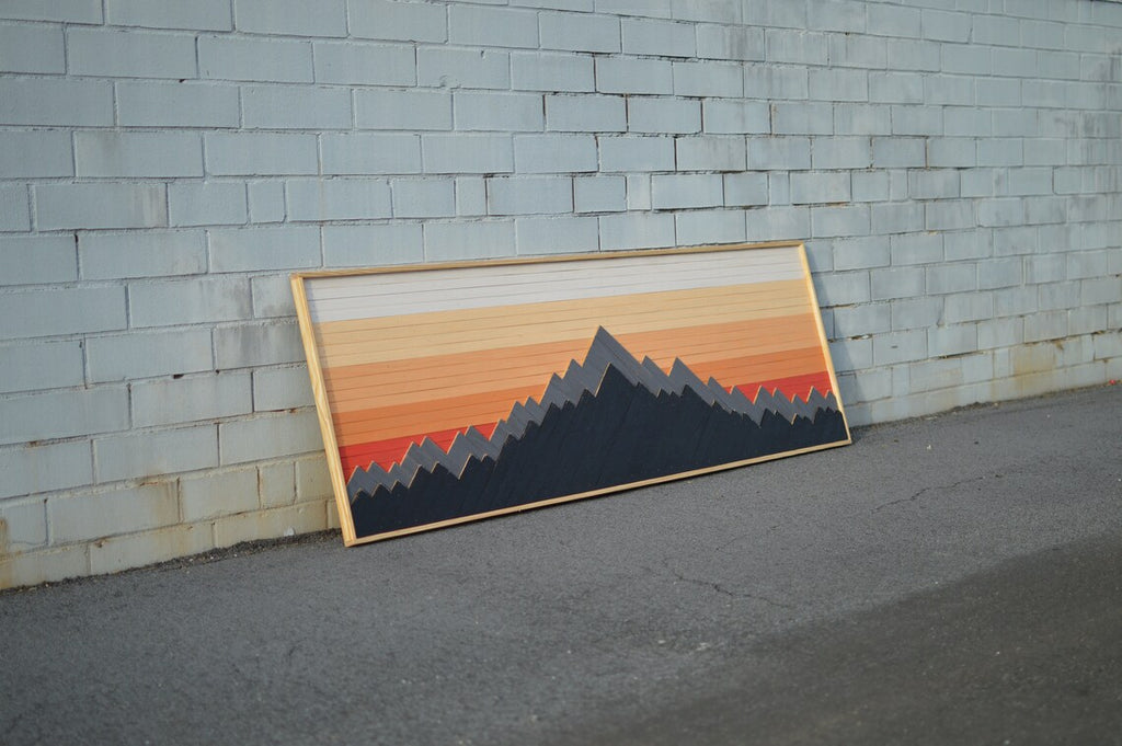 Sunset In The Himalayas Plank Wood Mosaic Wall Decor