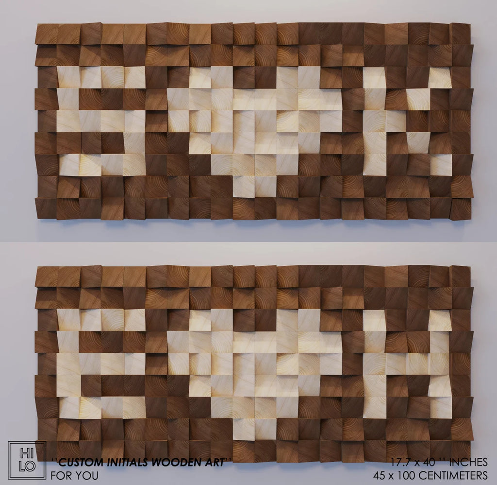 Custom Initials Solid Wood Mosaic Wall Decor