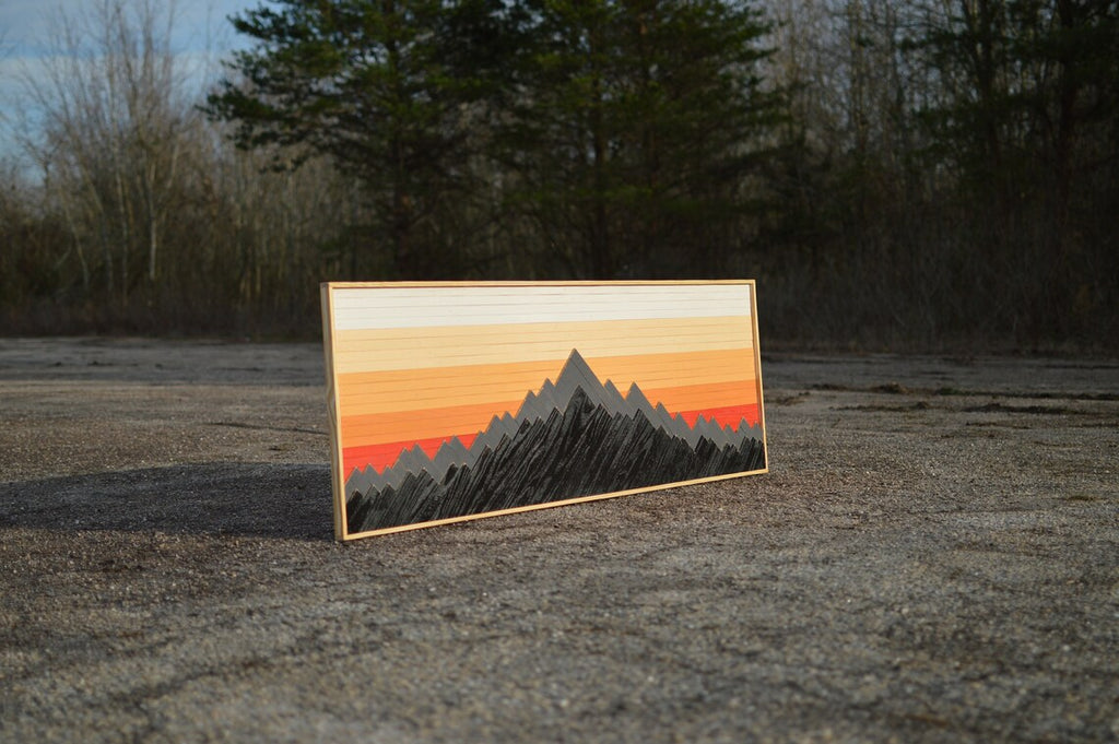 Sunset In The Himalayas Plank Wood Mosaic Wall Decor