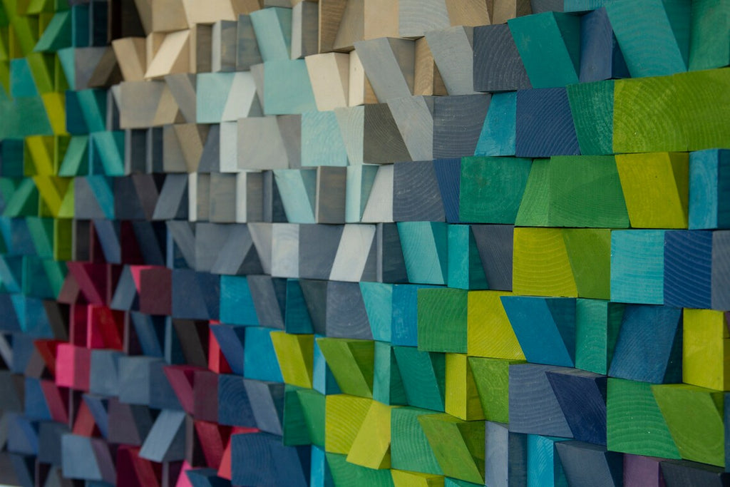 Modern Viva Magenta Wood Mosaic Wall Decor