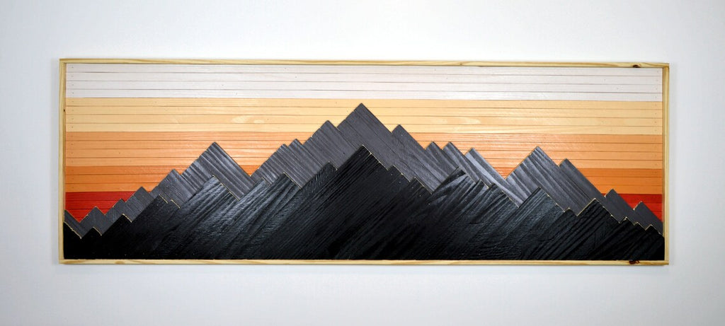 Sunset In The Himalayas Plank Wood Mosaic Wall Decor
