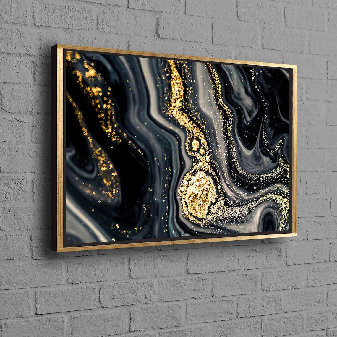 Majestic Black Abstract Resin Wall Art Painting