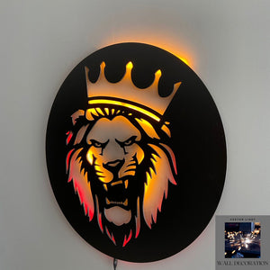 Metal LED Lion Head Wall Hanging