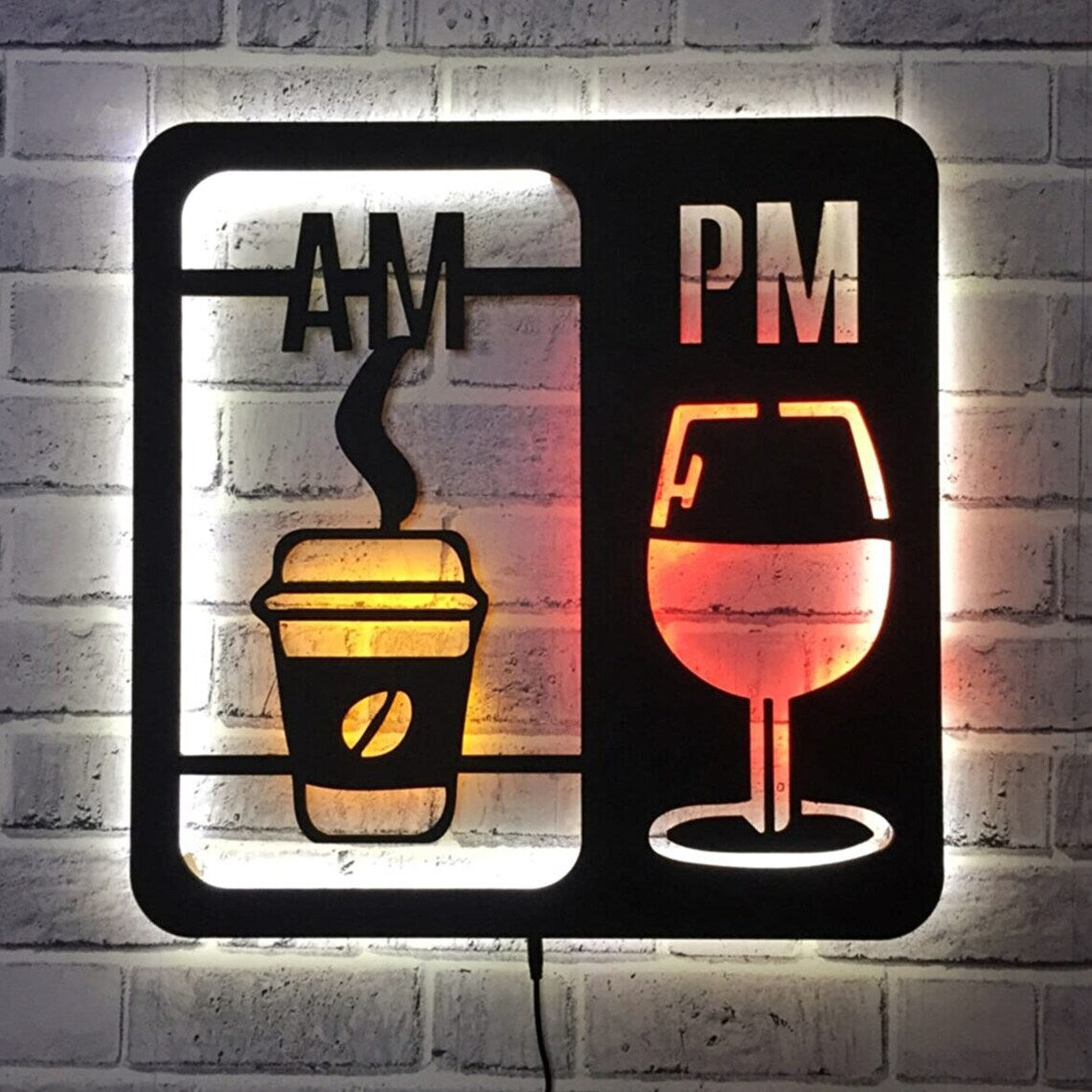 Metal LED Coffee And Wine Wall Hanging