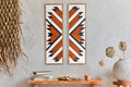 Modern Geometric Wood Mosaic Boho Art Set Of 2