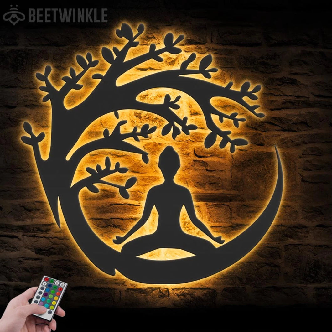 Metal LED Yoga Buddha Wall Hanging