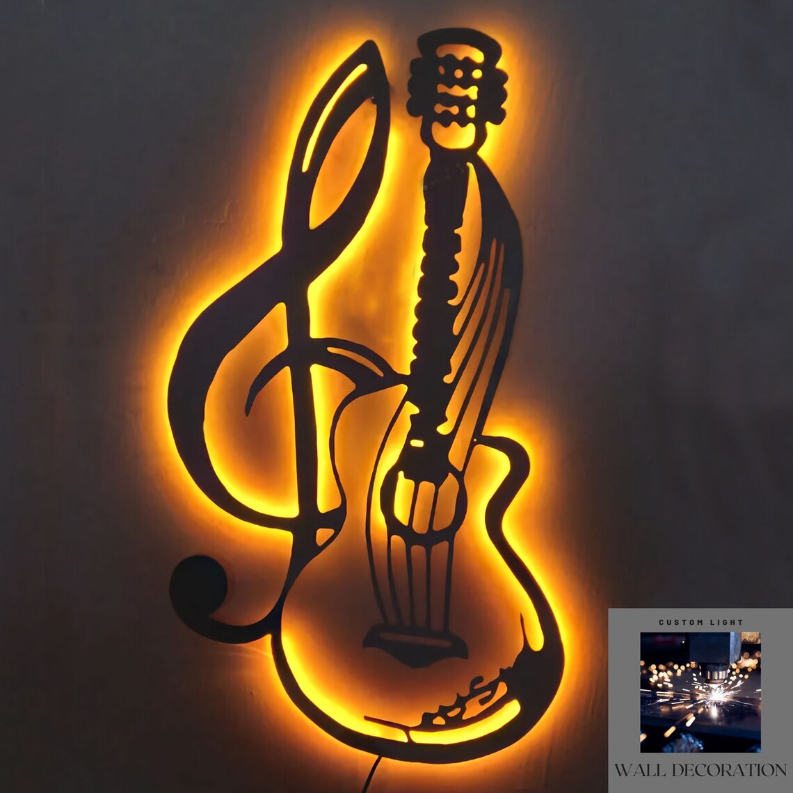 Metal LED Guiter Wall Hanging