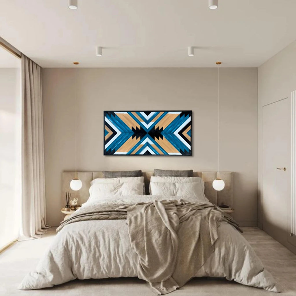 Graceful  Modern Geometric Wood Mosaic Boho Art