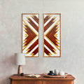 Sweet Butterfly Modern Geometric Wood Mosaic Boho Art Set Of 2
