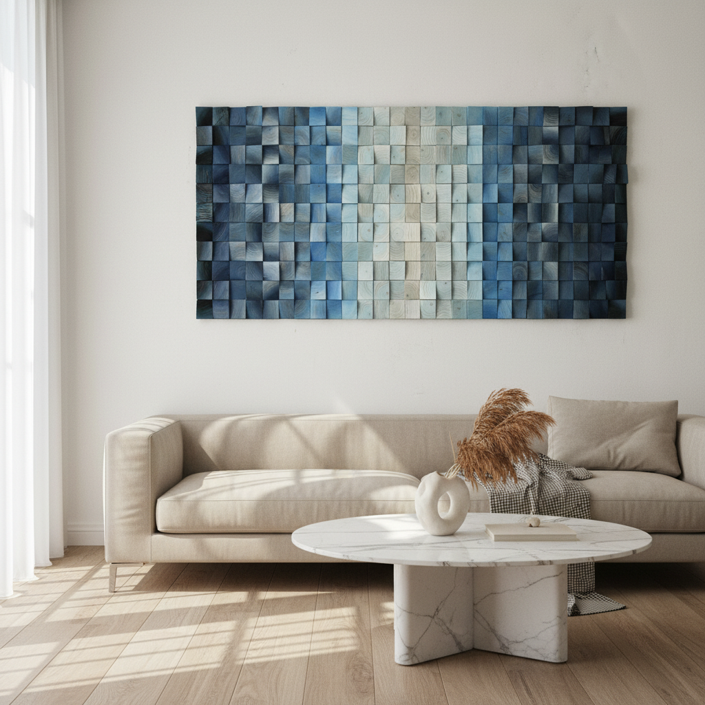 SIZZLING FROZEN LAKE WOOD MOSAIC WALL DECOR