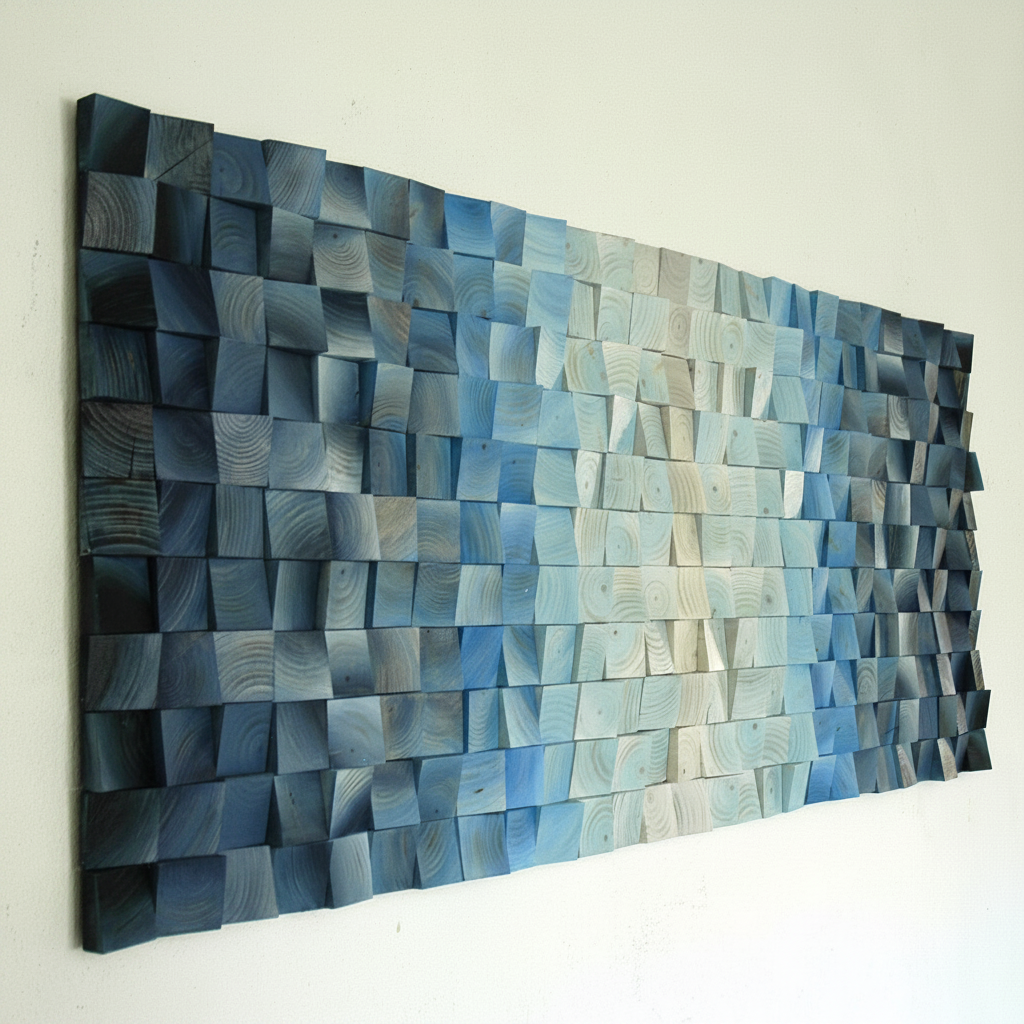 SIZZLING FROZEN LAKE WOOD MOSAIC WALL DECOR