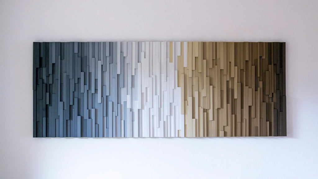 Amazing Shades Of Grey And Brown Plank Wood Mosaic Wall Decor