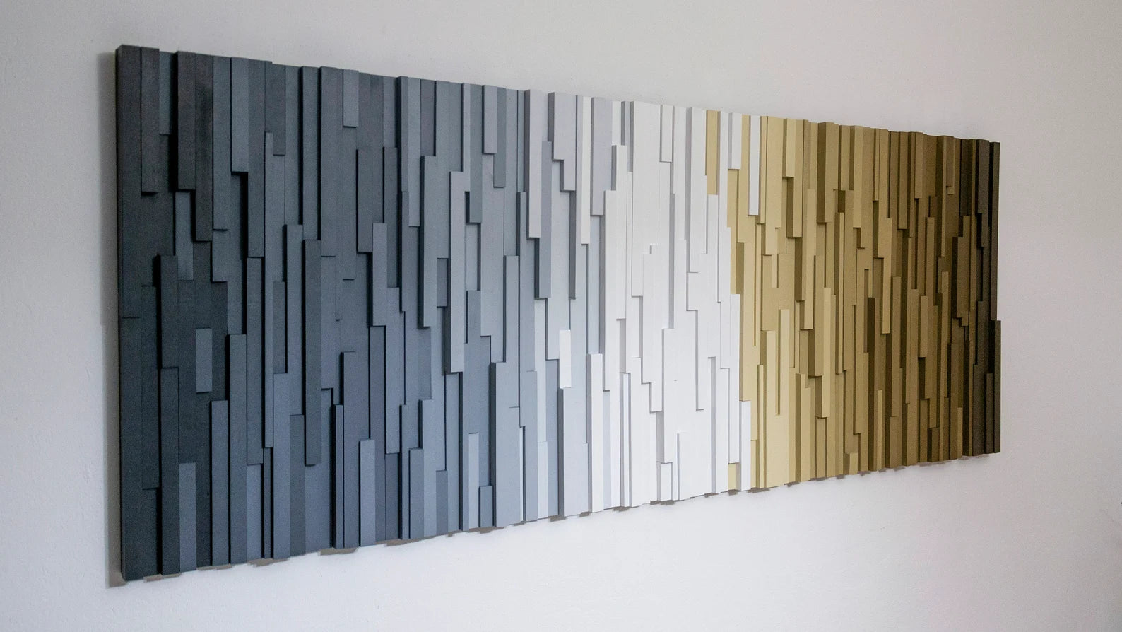 Amazing Shades Of Grey And Brown Plank Wood Mosaic Wall Decor