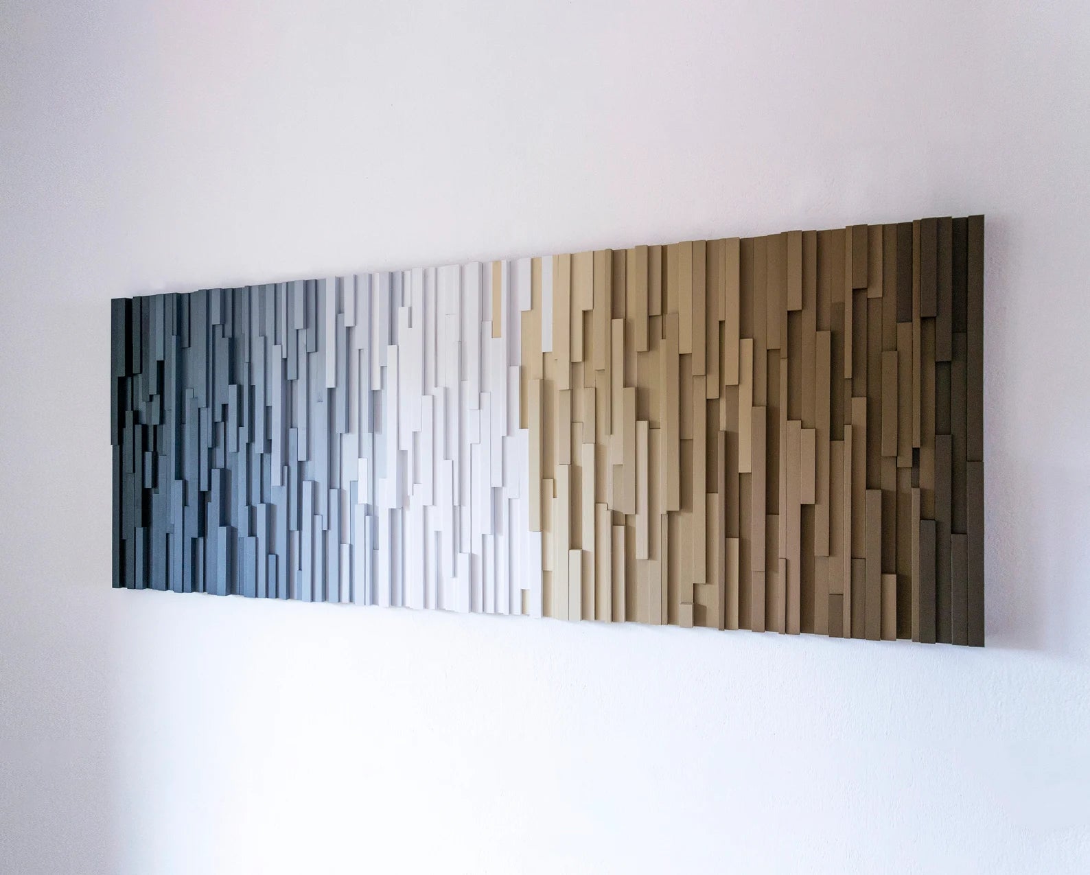 Amazing Shades Of Grey And Brown Plank Wood Mosaic Wall Decor