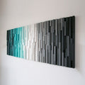 Amazing Shades Of Grey And Blue Plank Wood Mosaic Wall Decor