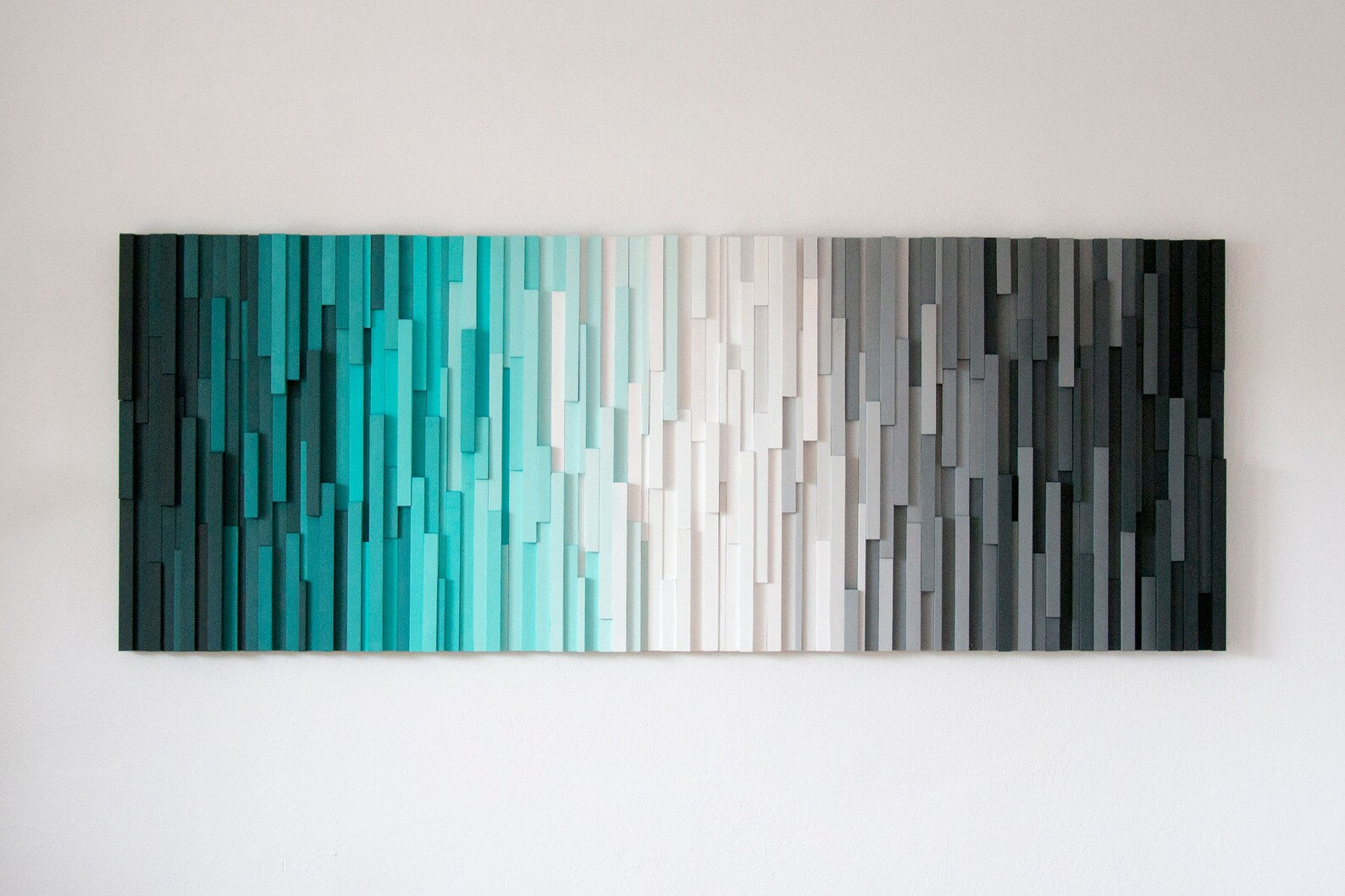 Amazing Shades Of Grey And Blue Plank Wood Mosaic Wall Decor