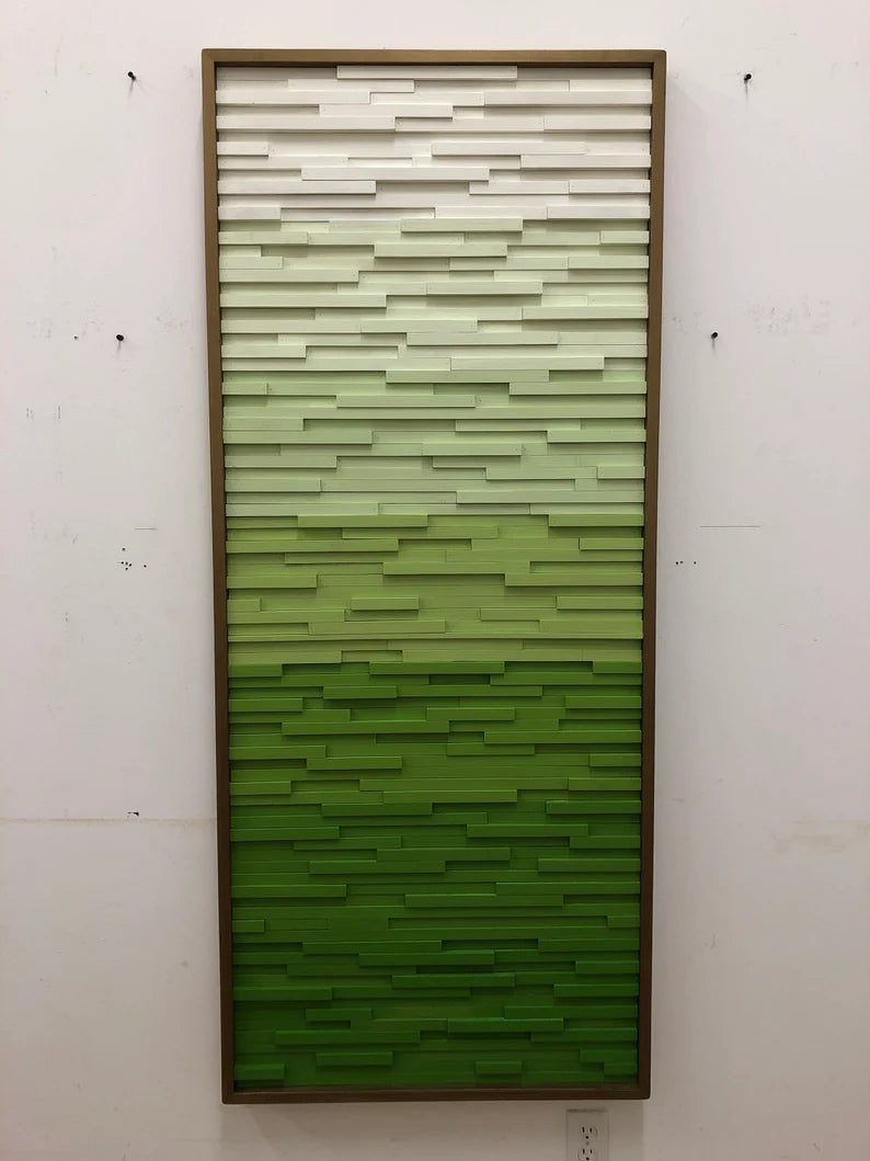 Modern Forest Ombre Wall Art Plank Wood Mosaic Wall Decor