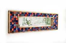 Load image into Gallery viewer, Blue and Red Handcrafted Reclaimed Mosaic Mirror  Wall Decor
