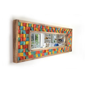 Rainbow Handcrafted Reclaimed Mosaic Mirror Wall Decor
