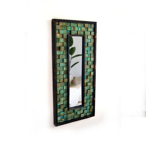 Turquoise Shou Sugi Ban Mirror Mosaic Wall Decor