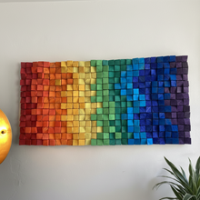 Load image into Gallery viewer, Rainbow wood wall Art Wood Mosaic Wall Decor
