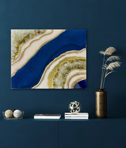 Midnight Blue Abstract Resin Wall Art Painting