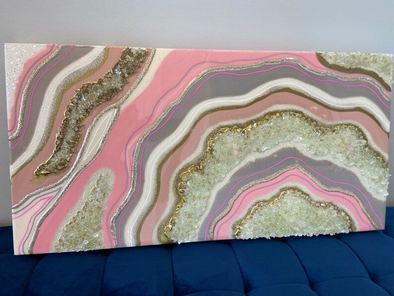 Rosy Pink Abstract Resin Wall Art Painting