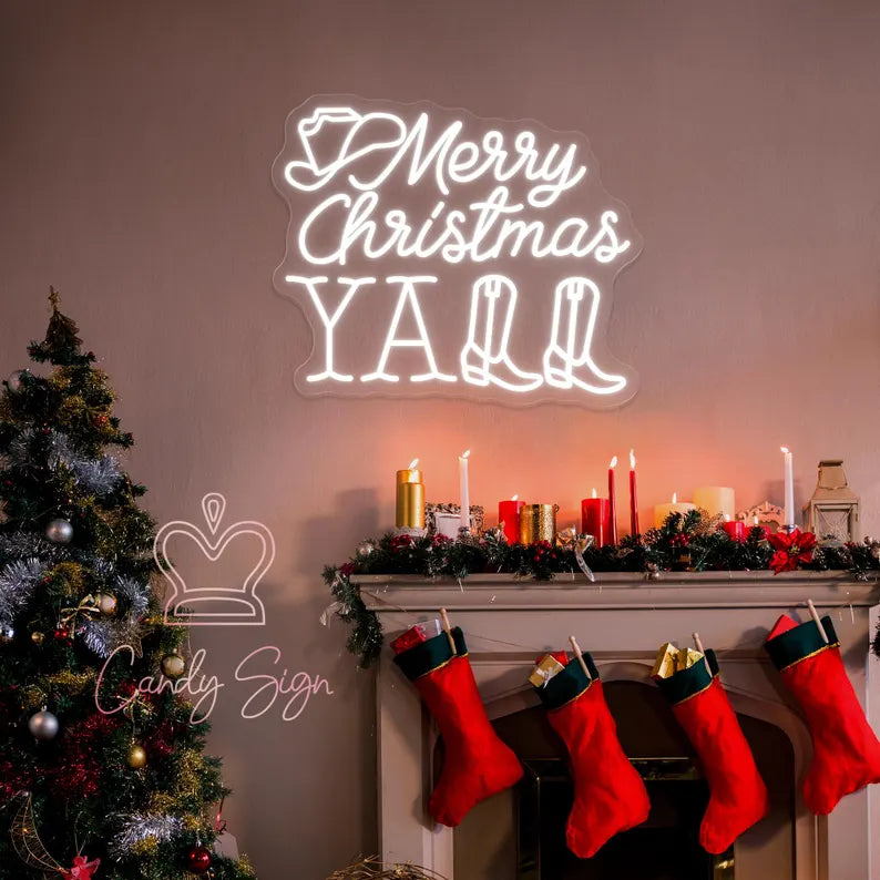 Merry Christmas Yall Neon Sign