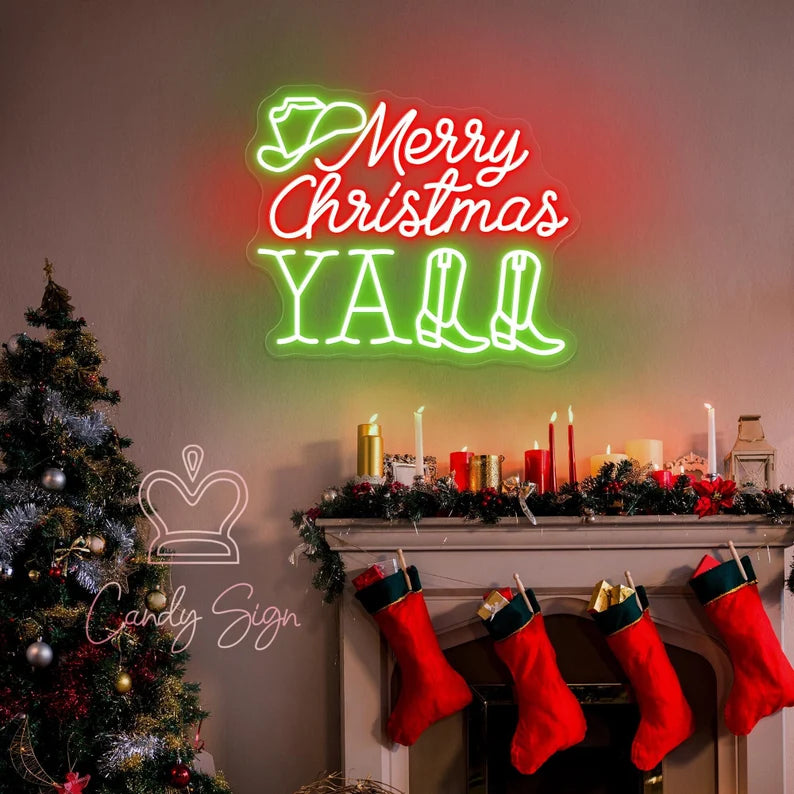 Merry Christmas Yall Neon Sign