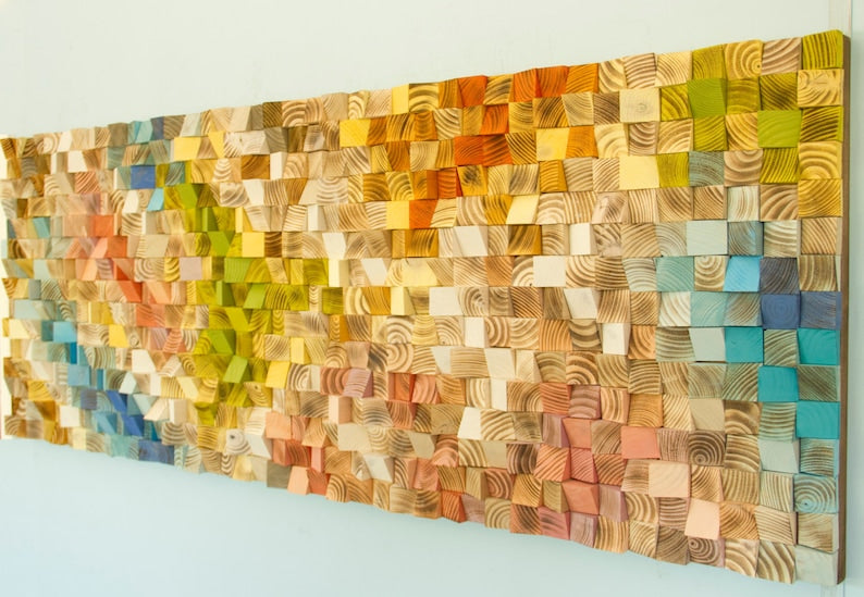 Coral Reef Wood Mosaic Wall Decor