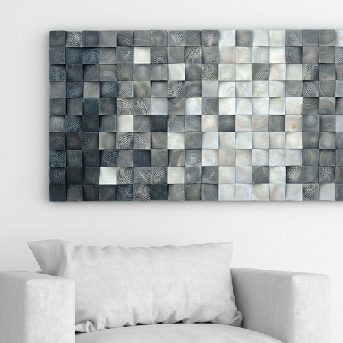 3D Block Wood Mosaic Wall Decor