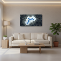 White Blue Shades of Gray Wood Mosaic Wall Decor