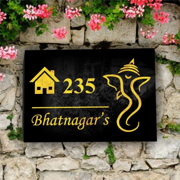Stylish Lord Ganesha Home Door Name Plate