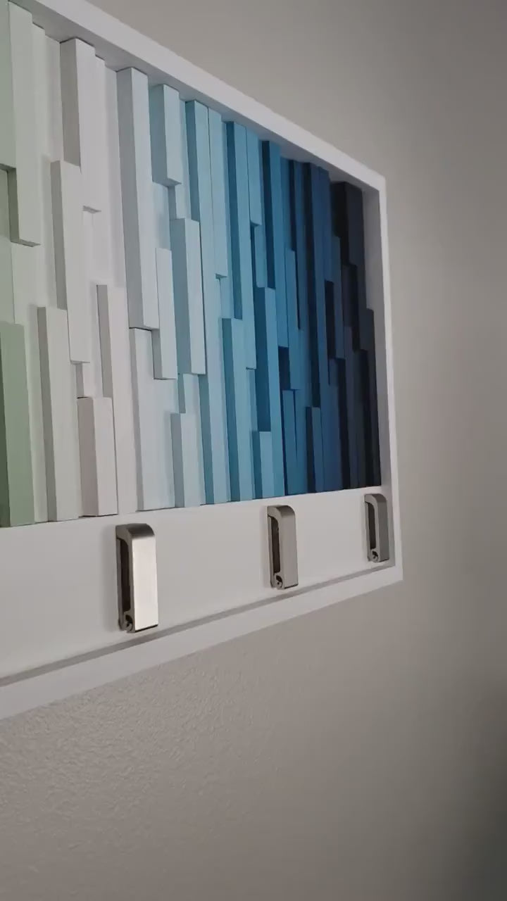 Verdant Horizon Wall Hook Rack Plank Wood Mosaic Wall Decor