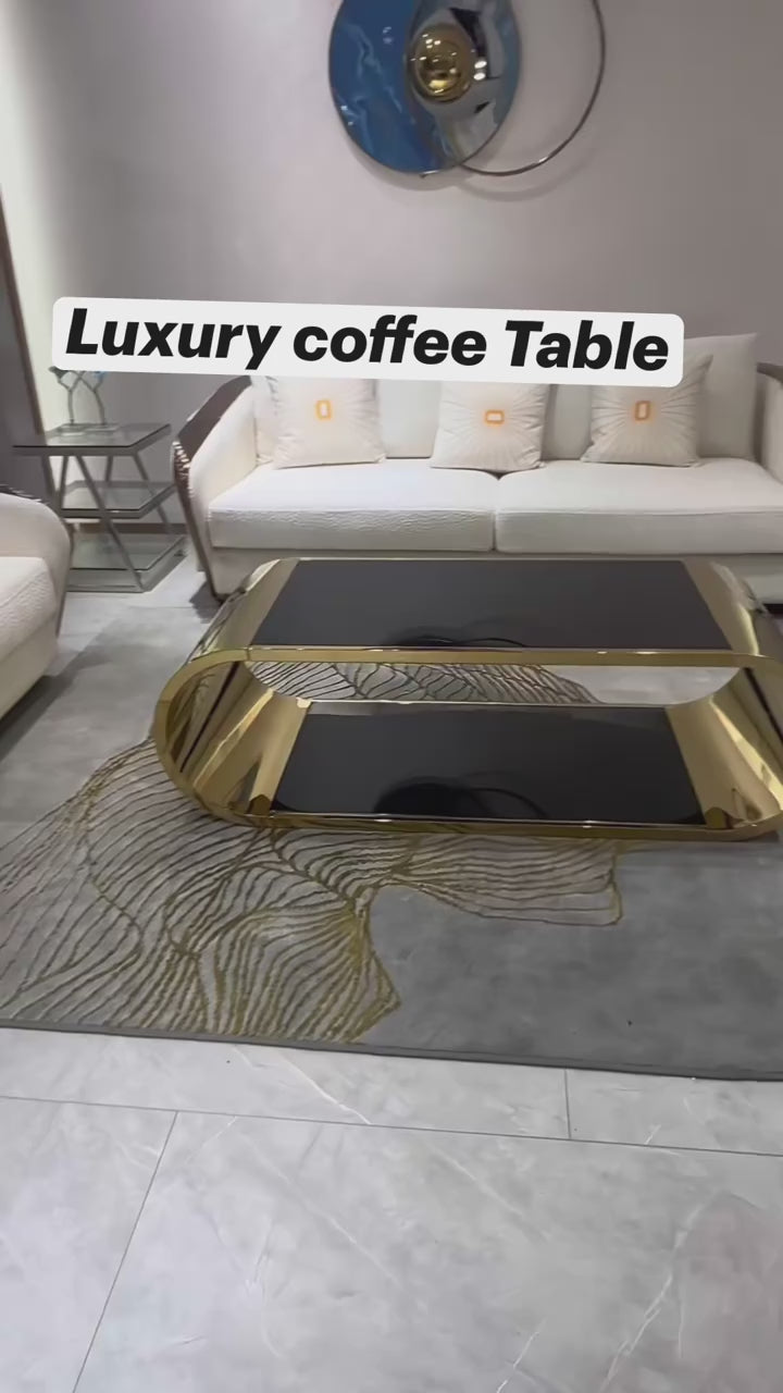Luxury Coffee Table With Gold Metal Base