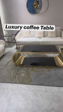 Load and play video in Gallery viewer, Luxury Coffee Table With Gold Metal Base

