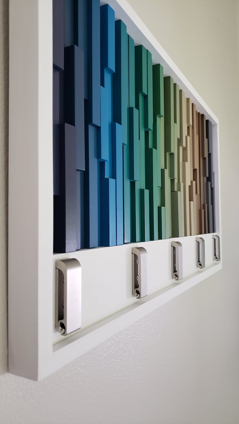 Spectrum Ridge Wall Hook Rack Plank Wood Mosaic Wall Decor