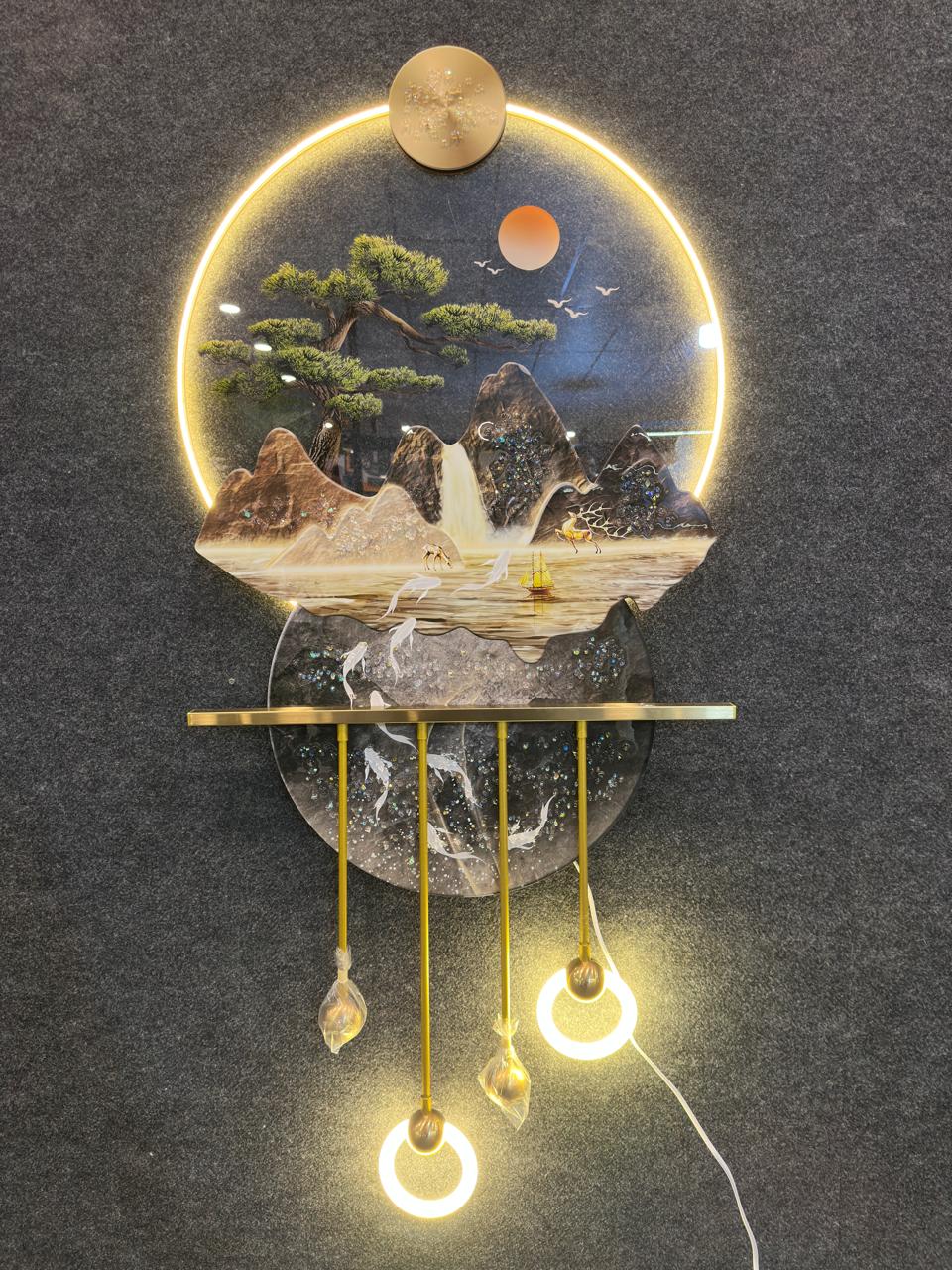 Luxury Illuminated Wall Decor – Mountain & Waterfall Scene