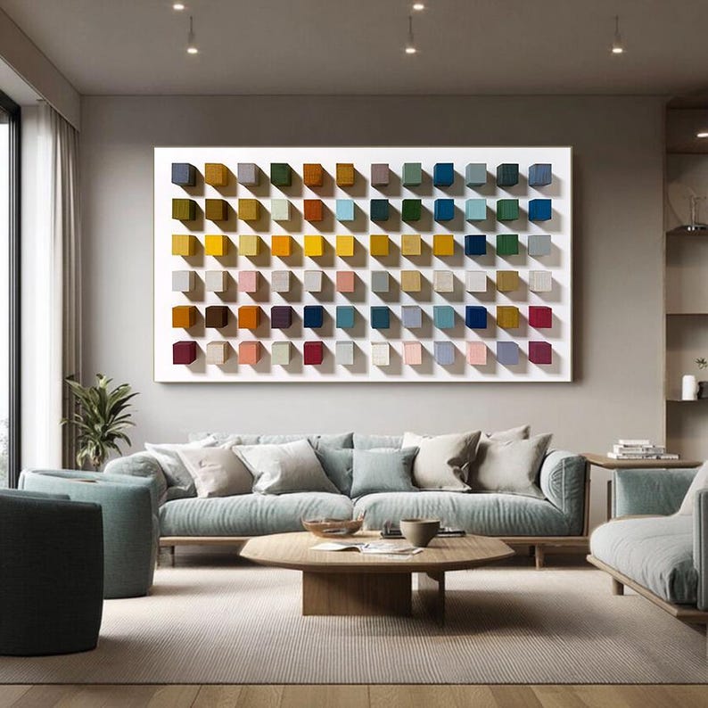 Colorful Wood Art Painting Wood Mosaic Wall Decor